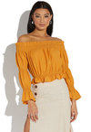 Off Shoulder Smocked Trim Top