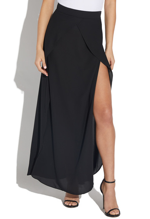 Flowy Wrap Front Maxi Skirt In Black Get Great Deals At ShoeDazzle