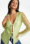 Sequin Tie Front Top