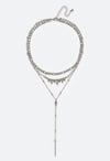 3-Rows Elia Necklace With Glass Stones And Disc Drops