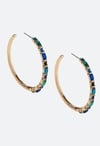 Fran Tonal Glass Stone Set Hoop Earrings