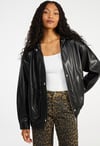Faux Leather Oversized Bomber
