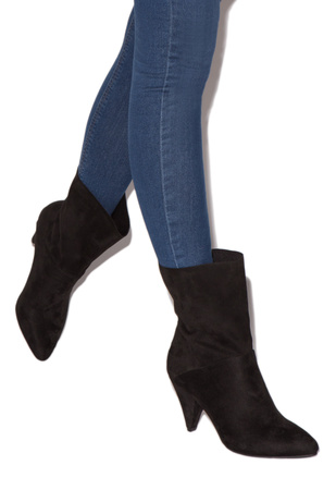 Sandrine Cone Heel Bootie in Black - Get great deals at ShoeDazzle