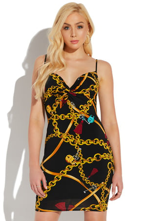 Chain print best sale bodycon dress