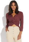 Collared Twist Front Top