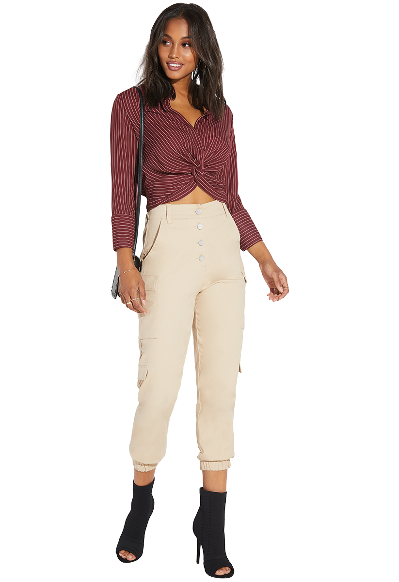 Collared Twist Front Top