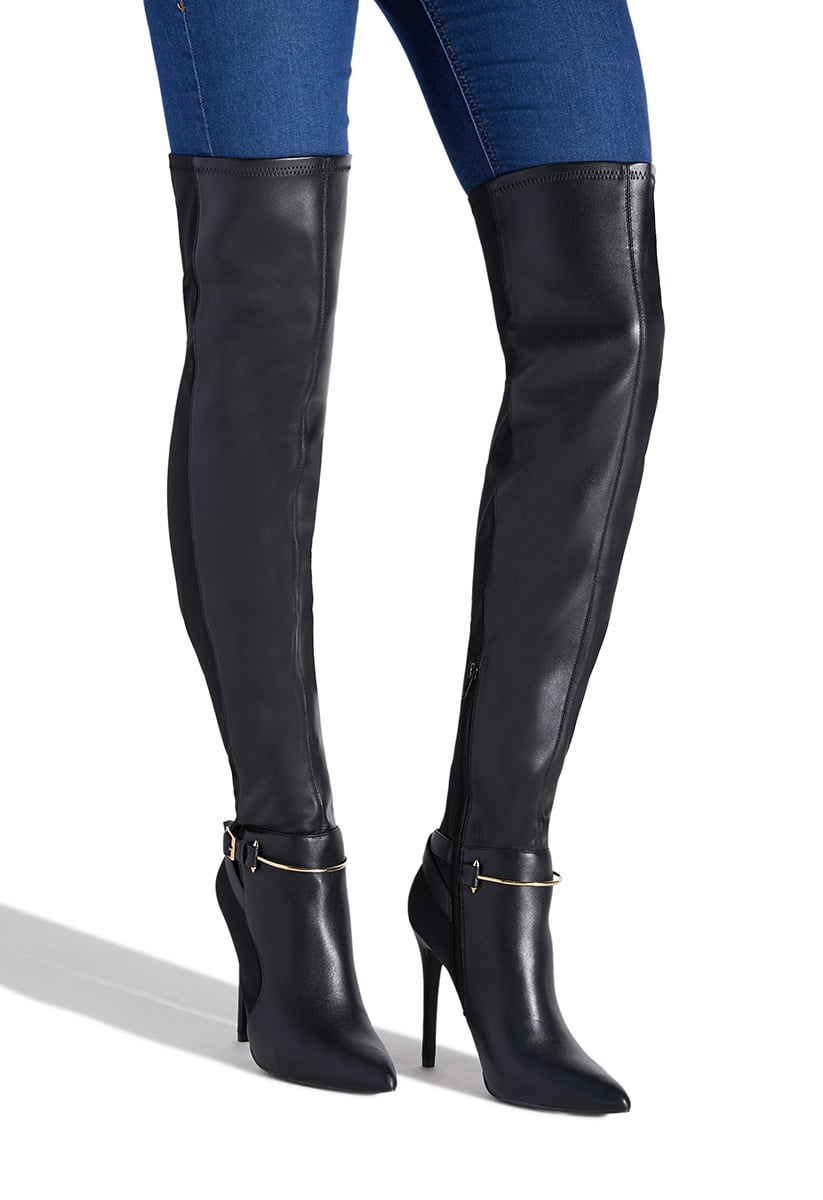 Shoedazzle black store thigh high boots