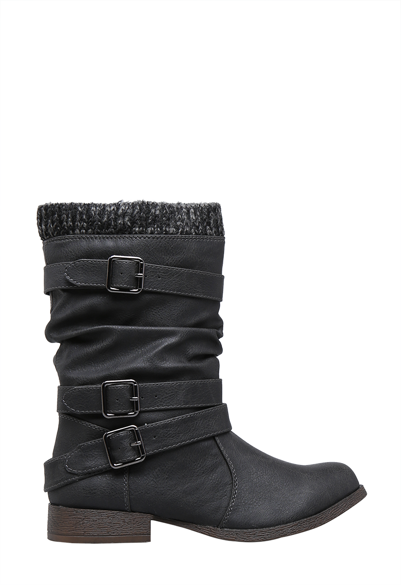 Nafise Slouchy Buckled Bootie in Black - Get great deals at ShoeDazzle