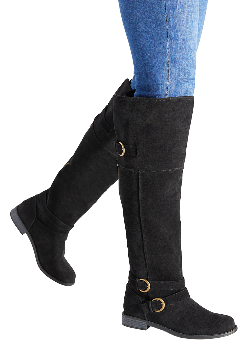 Emme Flat Riding Boot in Black - Get great deals at ShoeDazzle