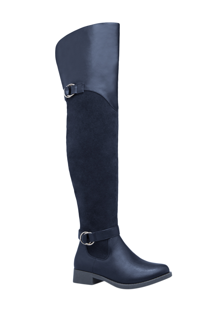 Sivan Thigh-High Boot in Navy - Get great deals at ShoeDazzle