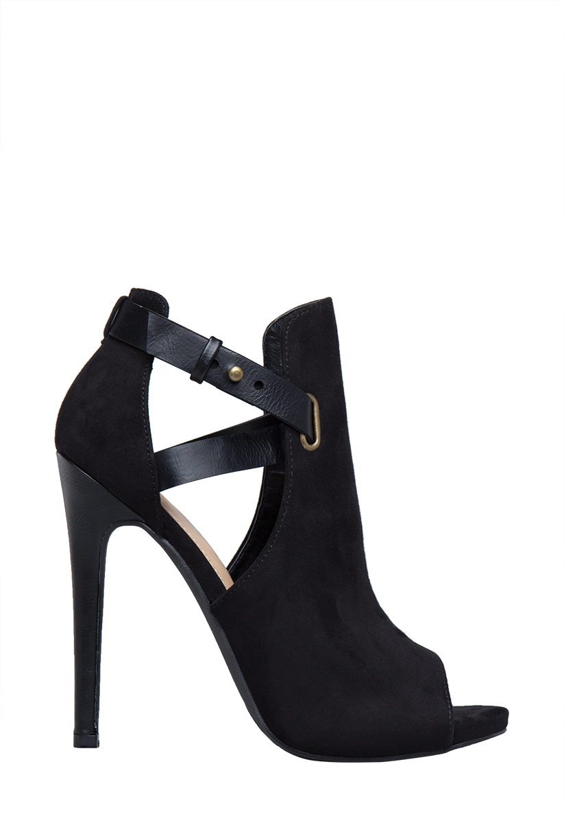 Nyla Peep Toe Heeled Sandal in Black Combo - Get great deals at ShoeDazzle