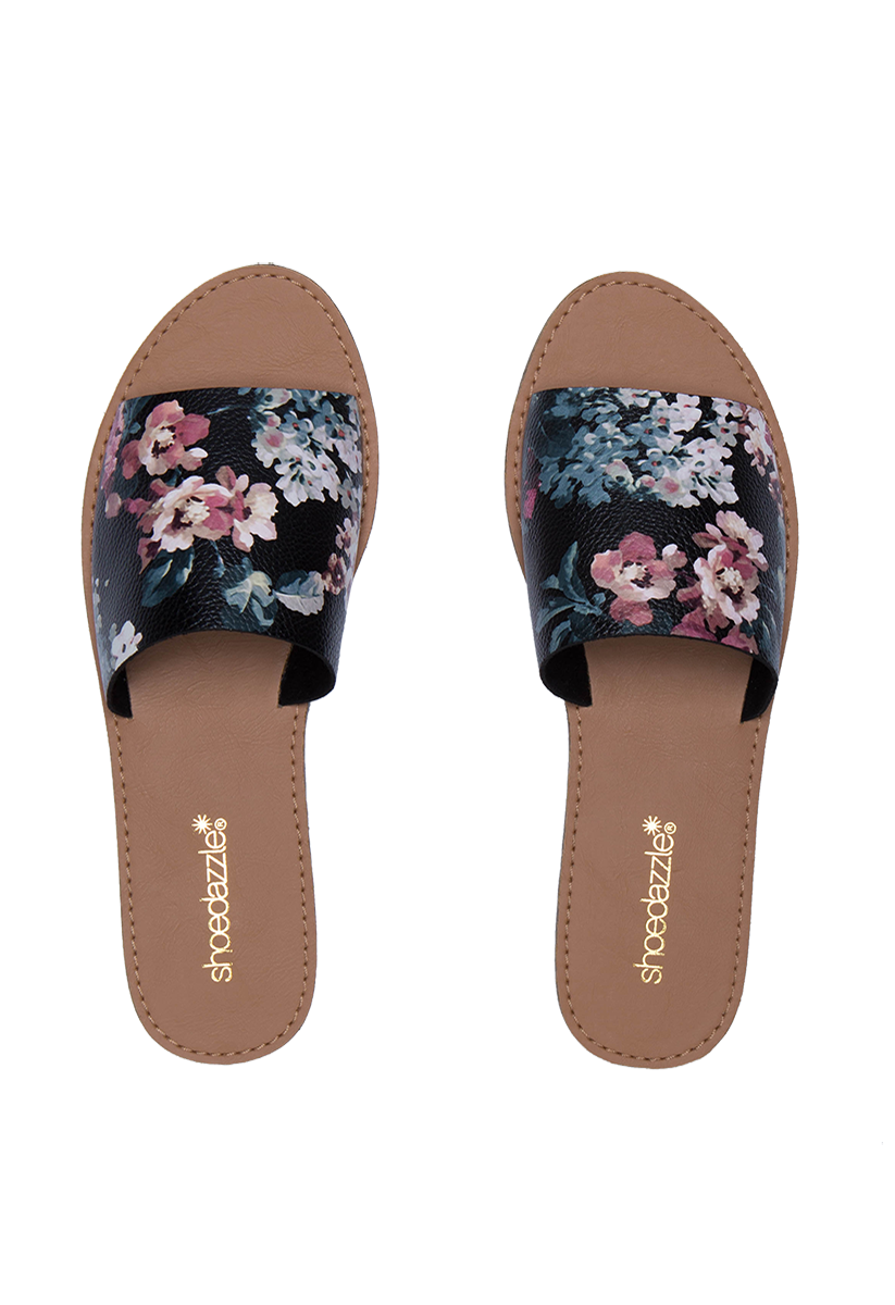Bea Basic Slide Sandal in Black Floral - Get great deals at ShoeDazzle