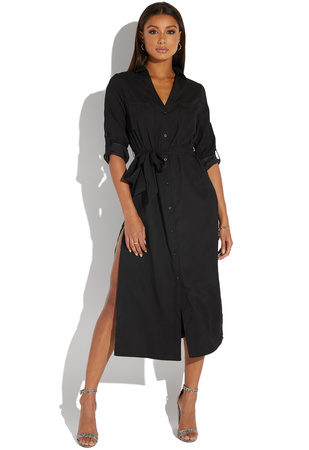 Maxi Shirt Dress in Black - Get great deals at ShoeDazzle