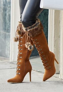 【NONCODE】Furmin Suede Fur Heart String Boots Suede Leather/Rabbit Fur Winter Boots - Winter Boots – Don