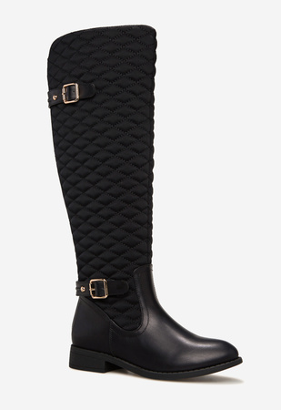 Hellen Quilted Flat Boot in Black - Get great deals at ShoeDazzle