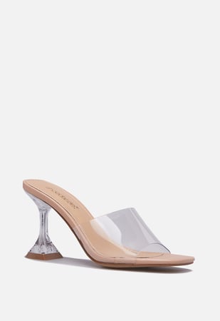 Whittany Transparent Heeled Sandal in Beige - Get great deals at ShoeDazzle