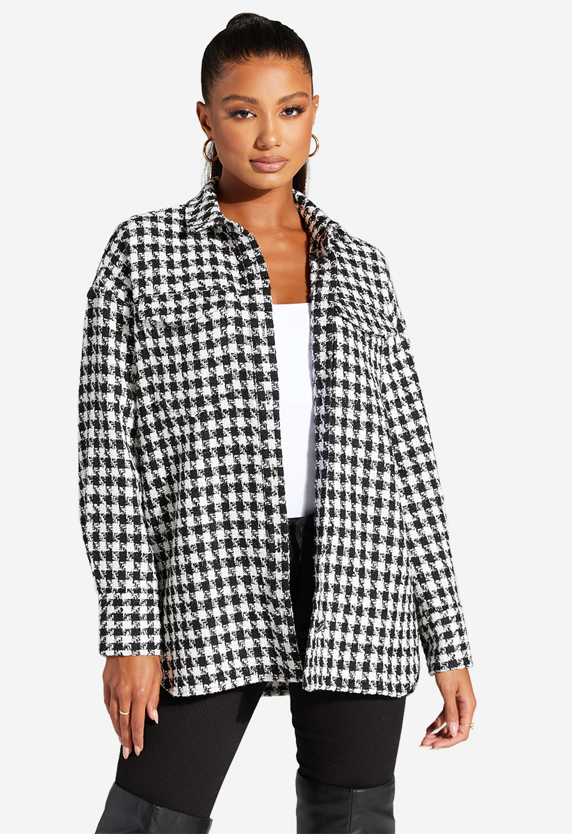 women's houndstooth shacket