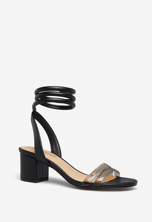 Strike A Pose Spiral Heeled Sandal in Black - Get great deals at ShoeDazzle