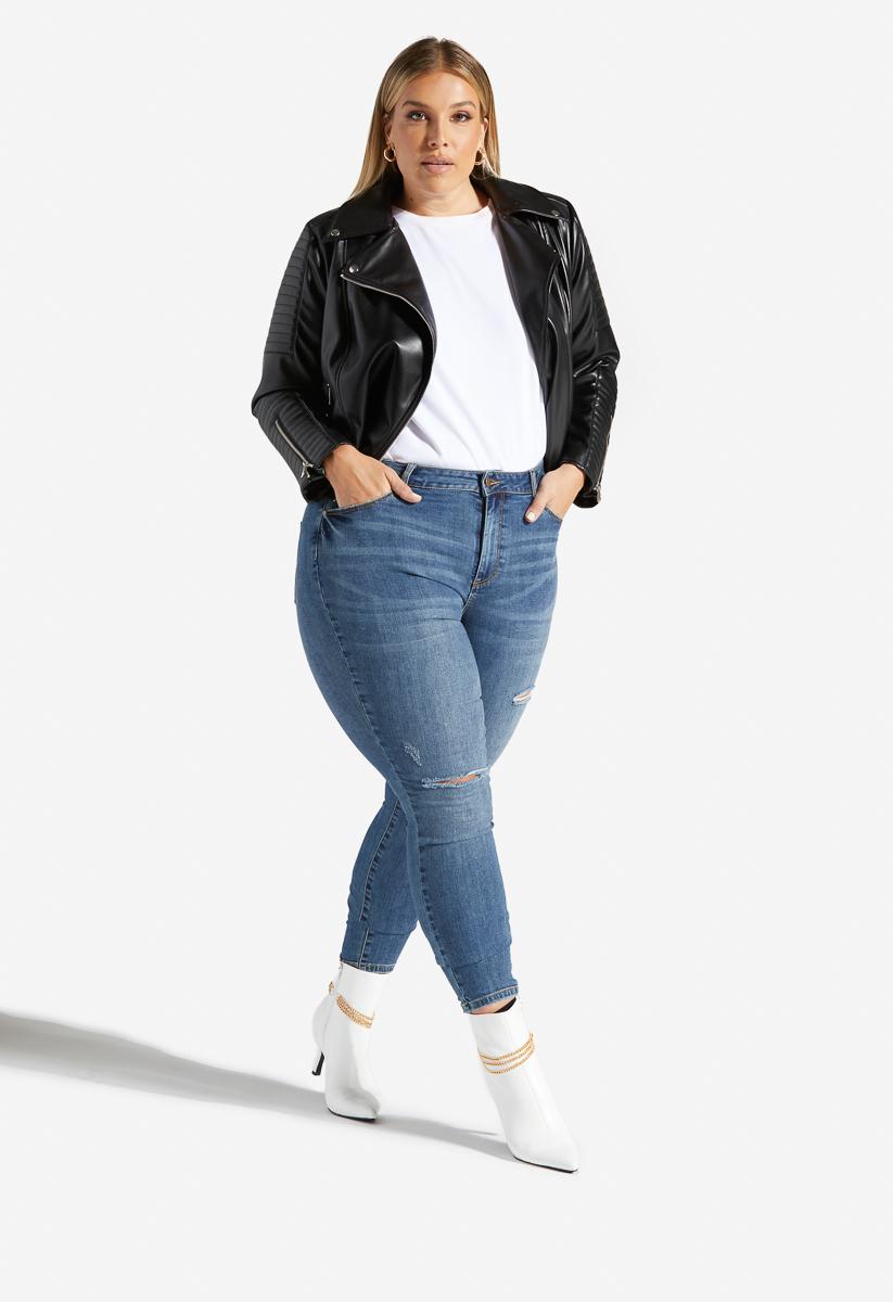 Plus size on sale quilted leather jacket