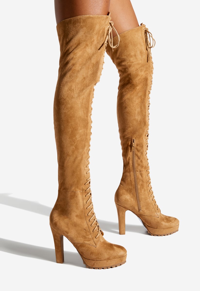 Remi Over The Knee Boot in Light Tan - Get great deals at ShoeDazzle