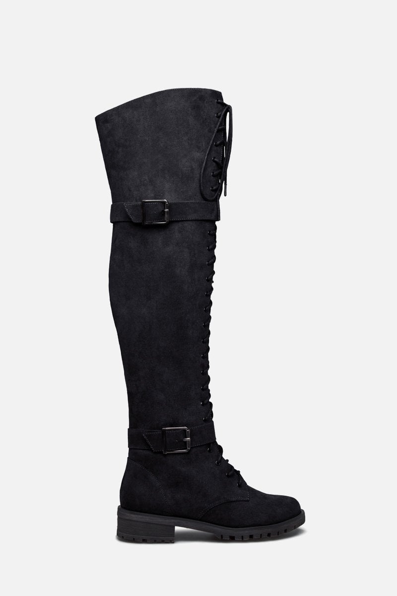 Shoedazzle black thigh high on sale boots