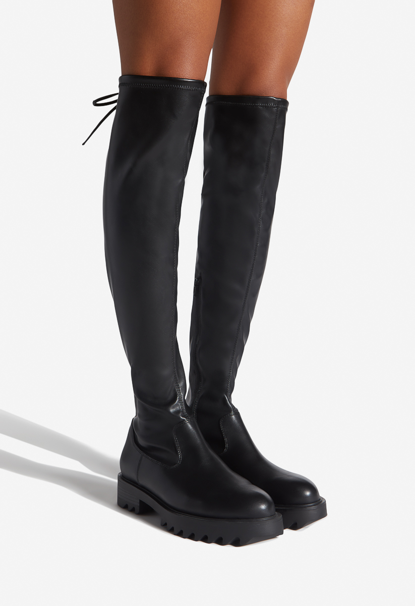 Noel Buckle Detailed Tall Boot in Black Caviar - Get great deals at  ShoeDazzle