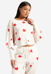 Blouson Sleeve Heart Sweater
