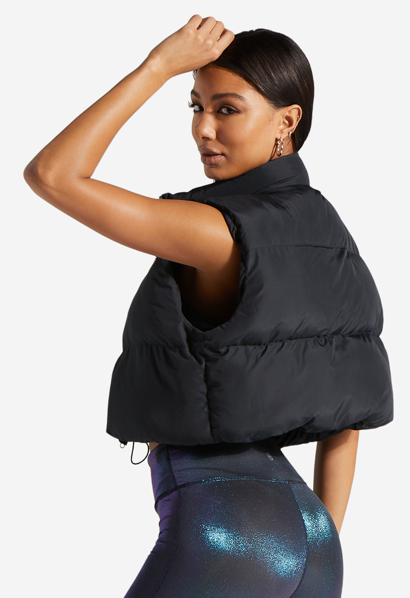 Black Cropped Puffer Vest - Audacious Boutique