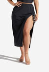 Plus Size Knotted Front Slit Maxi Skirt