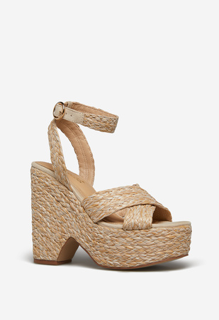 Mia Wedge Sandal in Natural Rafia - Get great deals at ShoeDazzle