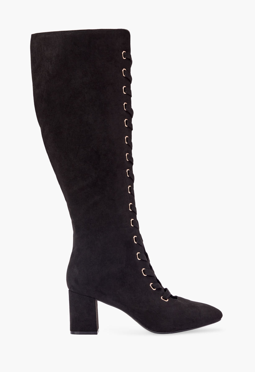 Dauphne Lace Up in Black Caviar - Get great deals at ShoeDazzle