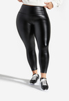 Plus Size Tummy Tamer Faux Leather Ankle Legging