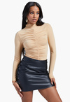Front Ruched Mock Neck Top