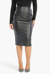 Faux Leather Midi Slit Skirt
