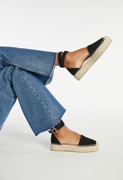 Calina Espadrille Flat Shoes in Black - Get great deals at JustFab