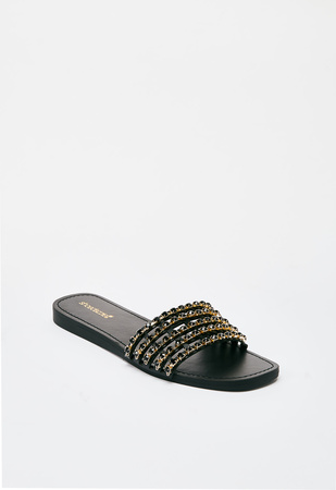 Stella Embellished Slide Sandal in Black Caviar - Get great deals at ...