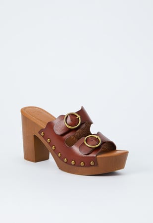 Billie Studded Platform Sandal in Leather Brown - Get great deals at ...