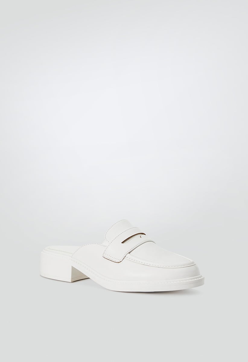 Jezzy Mule Loafer in Bright White Get great deals at ShoeDazzle