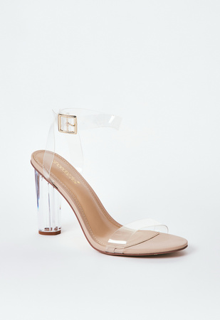 Hanna Transparent Heeled Sandal in Beige - Get great deals at ShoeDazzle