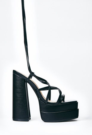 Windsor Smith Leon Black Leather Platform Heeled Sandals, $159 | Asos |  Lookastic