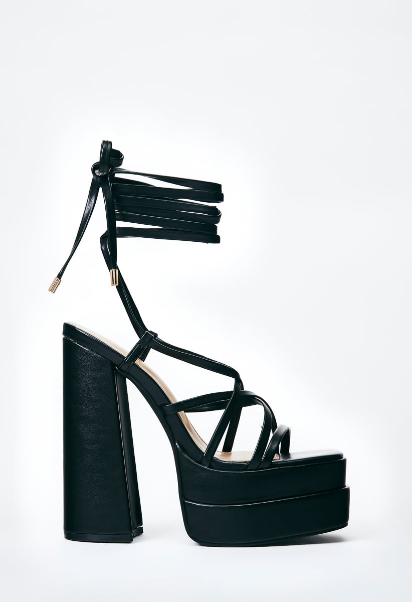 Black Strappy Platform Sandals : Target