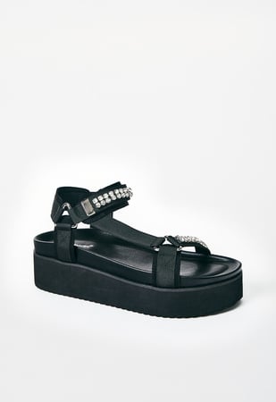 Zaria Platform Sandal in Black Caviar - Get great deals at ShoeDazzle