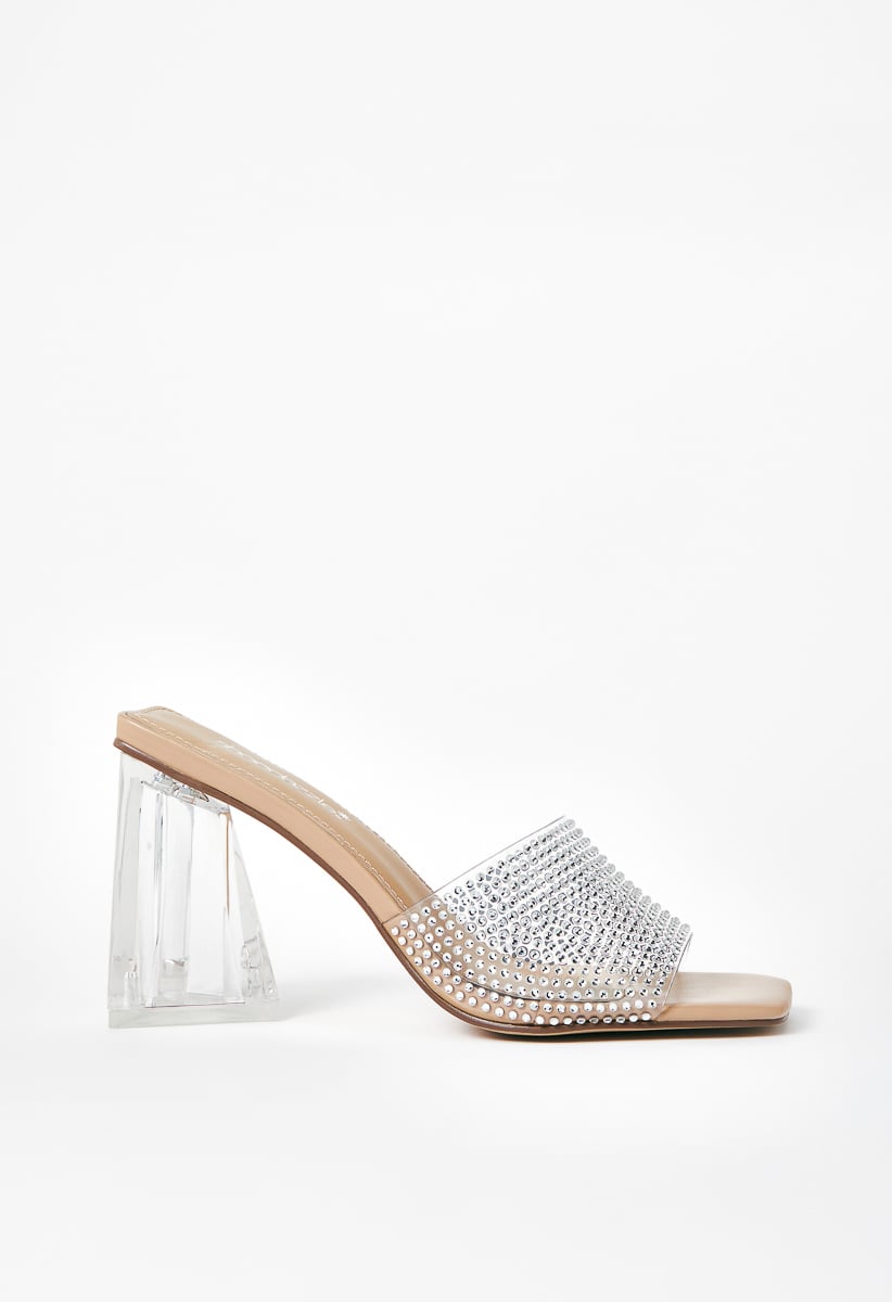 Vela Block Heeled Sandal in Clear - Get great deals at