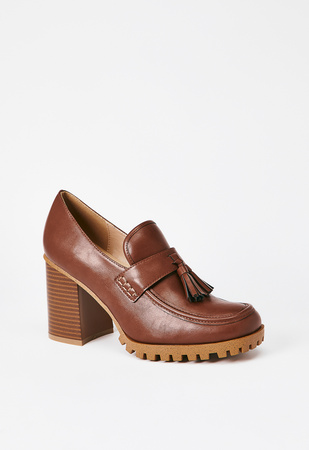 Liliane Heeled Lug Sole Loafer in Leather Brown - Get great deals at ...