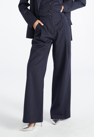 Gini London Black Pinstripe Wide Leg Trousers | New Look
