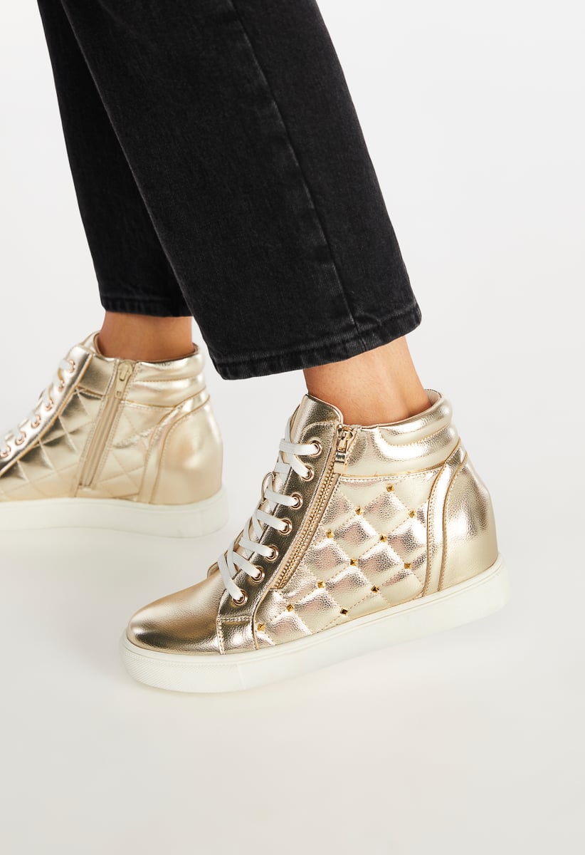 Boutique 9 Nevan 1 Women's Fashion Lace Up Wedge Sneakers Shoes - Gold –  Fanletic