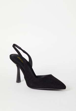 靴 BOHEMSEO SLEEK LEATHER BELTED SLINGBACK Jimmy Choo - Fetto Black Mesh & Patent Leather Slingback, 65mm