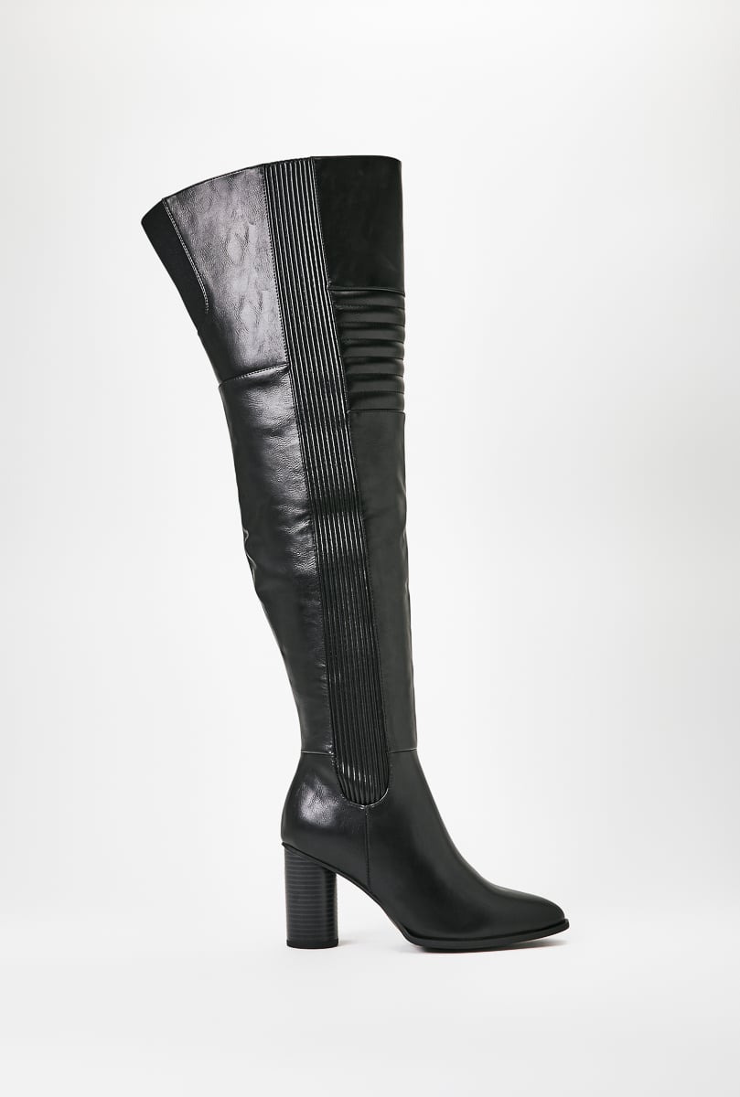 Jodie Over The Knee Boot in Black Caviar Get great deals at ShoeDazzle