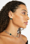 Eliza Emerald Stone Necklace & Stud Earrings Set