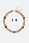 Eliza Emerald Stone Necklace & Stud Earrings Set